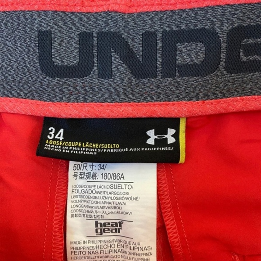 Under Armour HeatGear Golf Shorts Men Size 34 Coral Zip Pocket Preppy Athleisure - Picture 4 of 9